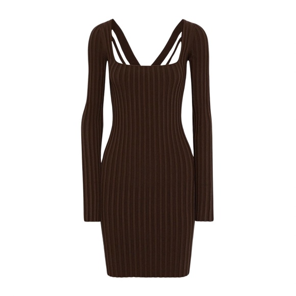 HELMUT LANG Strap Mini Dress Charred Umber XS NWT